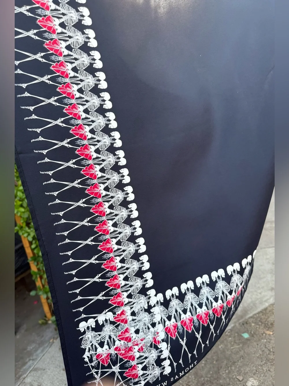 Repurposed handmade silk twill scarf.